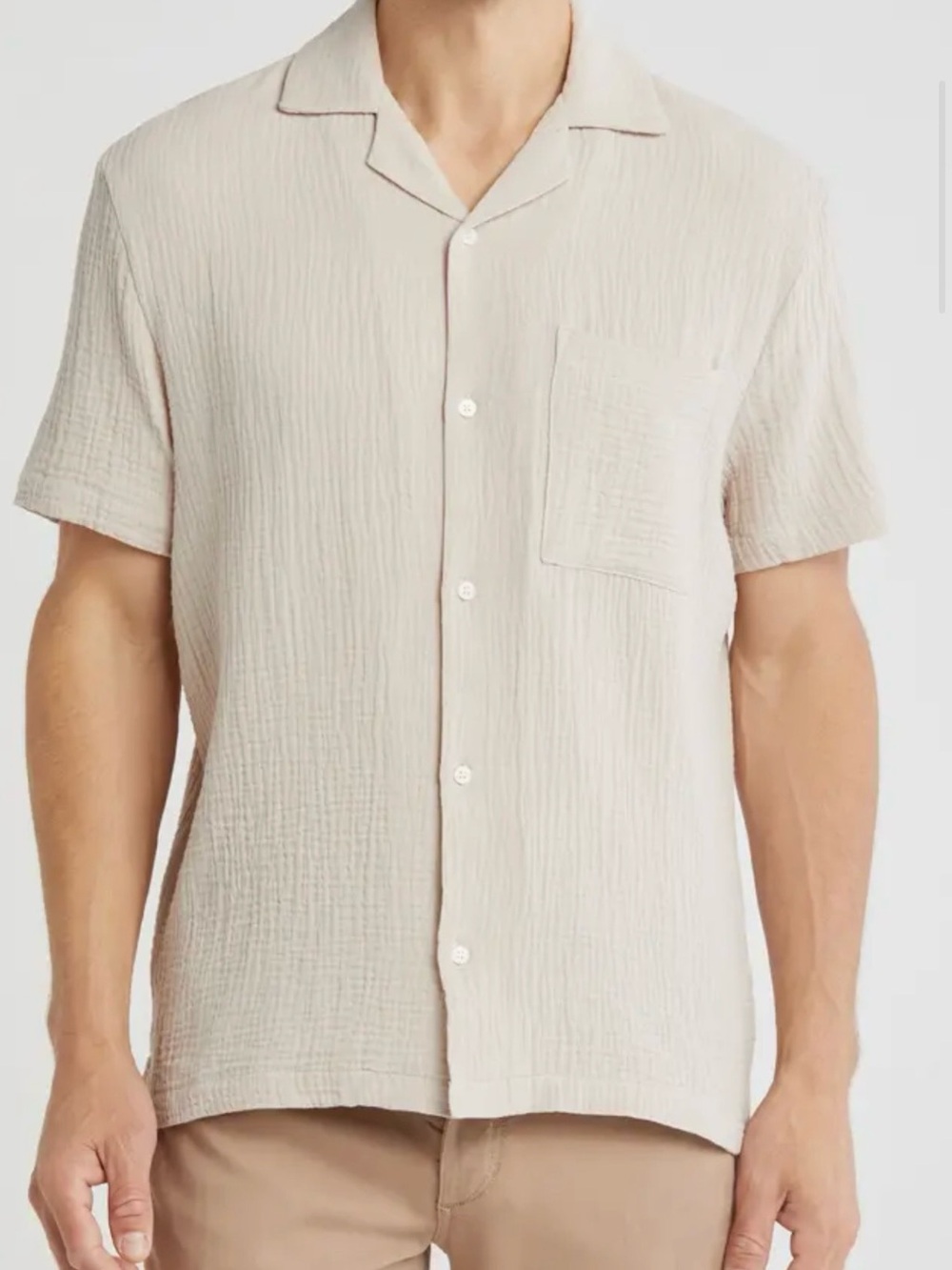 Madewell Men's Short-Sleeve Button-Down Shirt in Light Beige